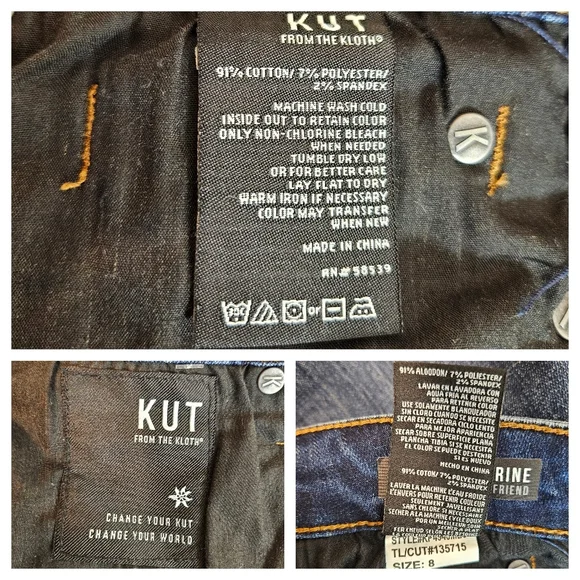 Kut From The Cloth Catherine Boyfriend Jeans Dark Wash Light Distressed Size 8 - Picture 14 of 15